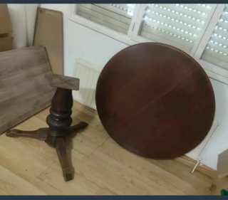 Mesa Redonda Extensible de Madera Maciza