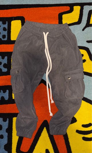 Pantaloni cargo a costine grigi duca homme