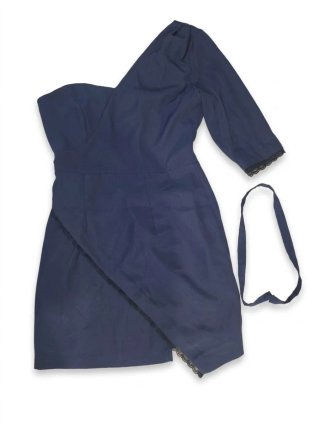Vestido Azul Asimétrico con Encaje