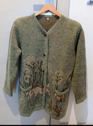 Chaqueta de punto verde con estampado