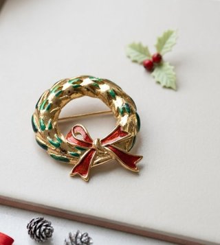 Broche Vintage Corona de Navidad