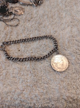 Pulsera antigua de plata de ley Isabel II 1868