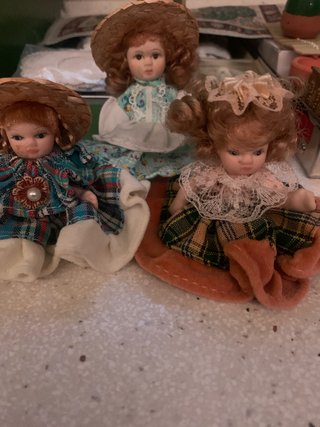 Set di 3 Bambole in Porcellana Vintage