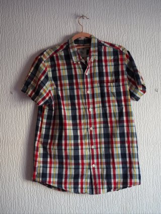 Camisa Manga Corta Estampado Cuadros