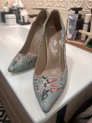 Zapatos tacón Estampado Flores