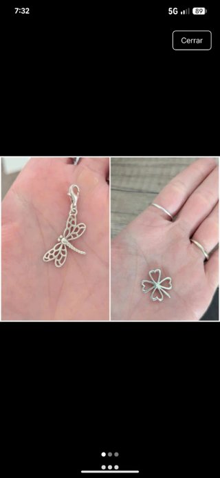 2 Colgantes de Plata (Libélula y Trébol)