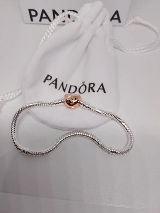 Pulsera Pandora 19cm con Cierre Corazón rosa