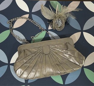 Bolso de fiesta plateado Prestigio + tocado