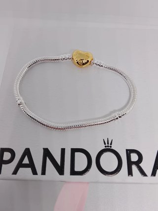 Pulsera Pandora Corazón Dorado 16cm con caja