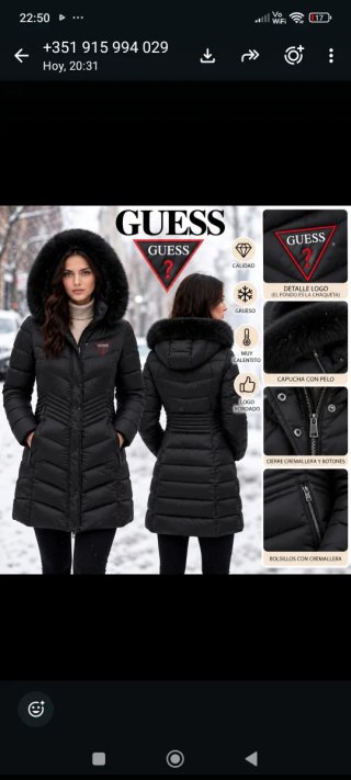 Chaqueta Guess Negra con Capucha