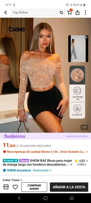 Blusa SHEIN BAE Manga Larga Hombros Descubiertos