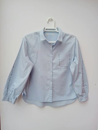Camisa Azul con mensaje Zara Girls Talla 16