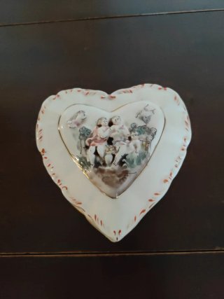 Scatola Cuore Ceramica Vintage Capodimonte