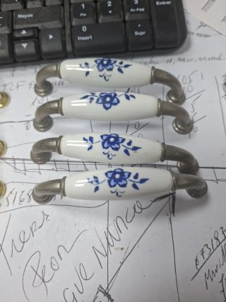 4 Tiradores de Cerámica con Motivo Floral