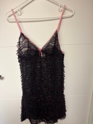 Camisón lencería DKNY negro y rosa