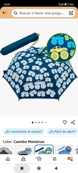Paraguas Infantil con Estampado de Camiones