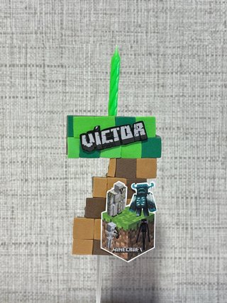 VELA MINECRAFT PERSONALIZADA PARA CUMPLEAÑOS