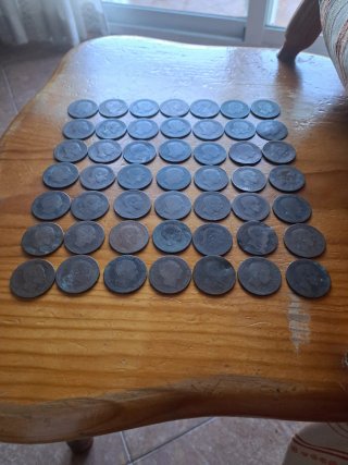 Lote de 50 monedas antiguas de cobre Alfonso XII
