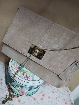 Bolso Clutch de Piel Beige