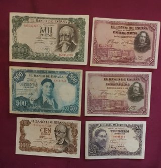 Lote de 6 Billetes Antiguos de España