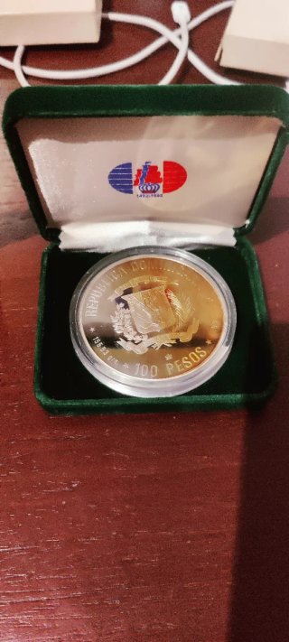 Moneda 5 Onzas Plata República Dominicana 1988