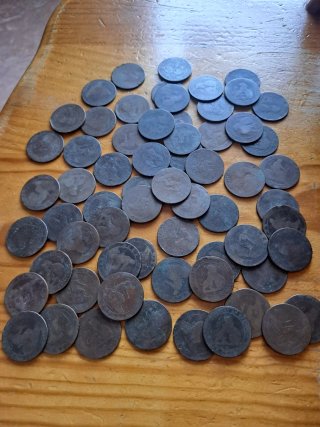 Lote 50 monedas antiguas de 1970 de cobre