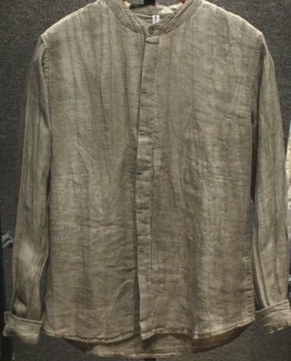 Camisa de lino cuello mao beige