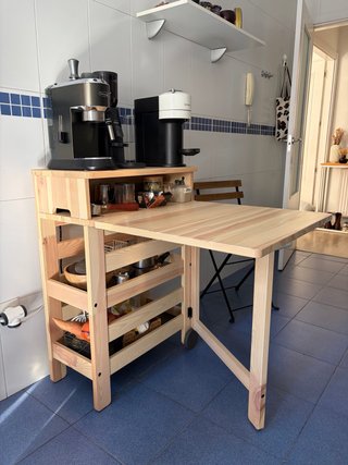 Mesa abatible IKEA RESARÖ - pino macizo con ruedas