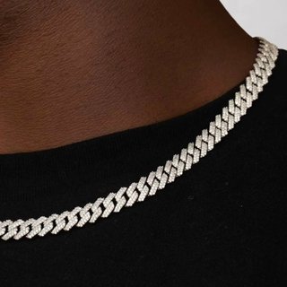 Cadena CUBANA MIAMI PRONG Plata 925 - Diamante