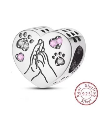 NUEVO Charm de Plata 925 con Huellas y Corazones