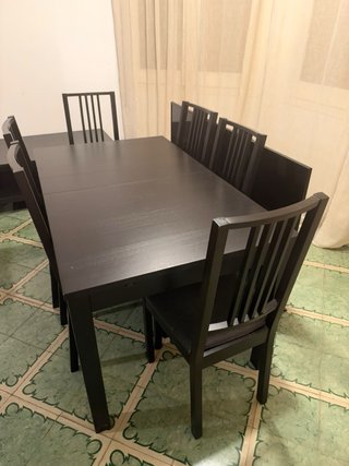 Conjunto de Mesa y 6 Sillas Negro