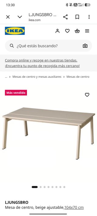 Mesa de centro IKEA LJUNGSBRO beige Descatalogada.