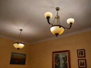 2 Lámparas de Techo de Metal y Cristal