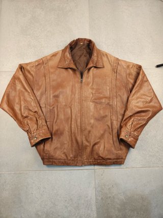 Cazadora bomber vintage de piel marrón XXL años 80