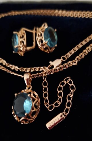 Parure vintage in oro laminato 14 k topazio