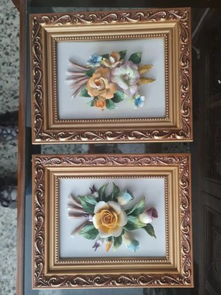 Set de 2 Cuadros de Flores en Relieve