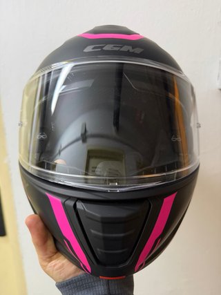 Casco de moto modular CGM 569 negro y rosa
