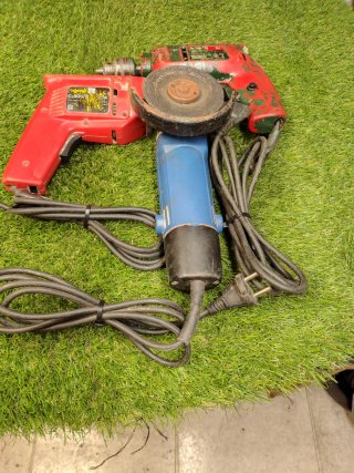 Lote de dos taladros y una radial