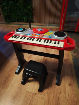 Teclado Infantil con Soporte y Taburete