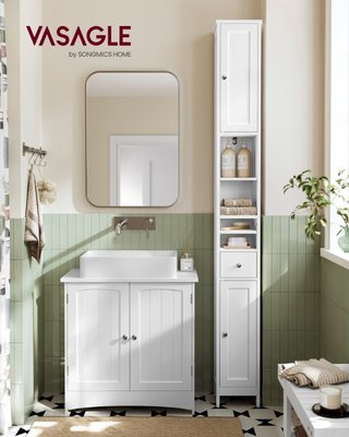 Columna y armario alto de baño de MDF con un cajón