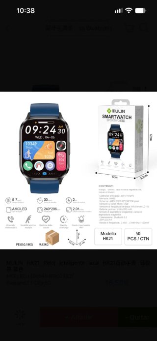 Smartwatch Mulin HK21 Azul negociable