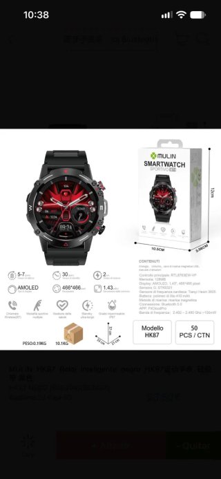 Smartwatch Mulin HK87 Negro