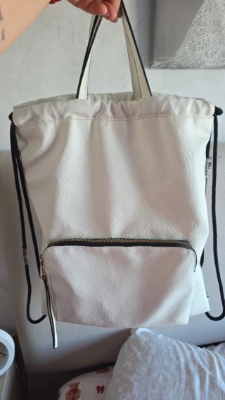 Mochila tipo saco blanca,Borso de mano , bandolera