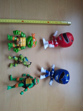 Pack 5 Figuras Power Rangers y Tortugas Ninja