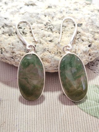 Pendientes de Ágata Musgo y Plata 925