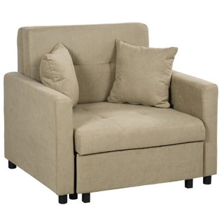 Sillón cama y butaca, terciopelo marrón, 2 cojines