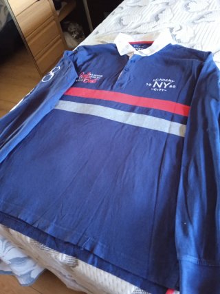 Polo Manga Larga Azul Talla 4XL