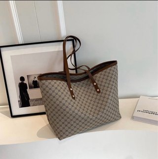 Bolso Tote Estampado Beige y Marrón