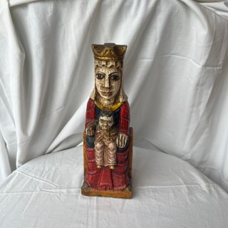 Talla de Madera Virgen Románica con Niño