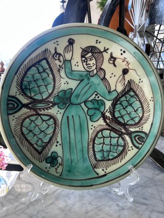 Piastrella in ceramica stile Paterna dipinta a mano